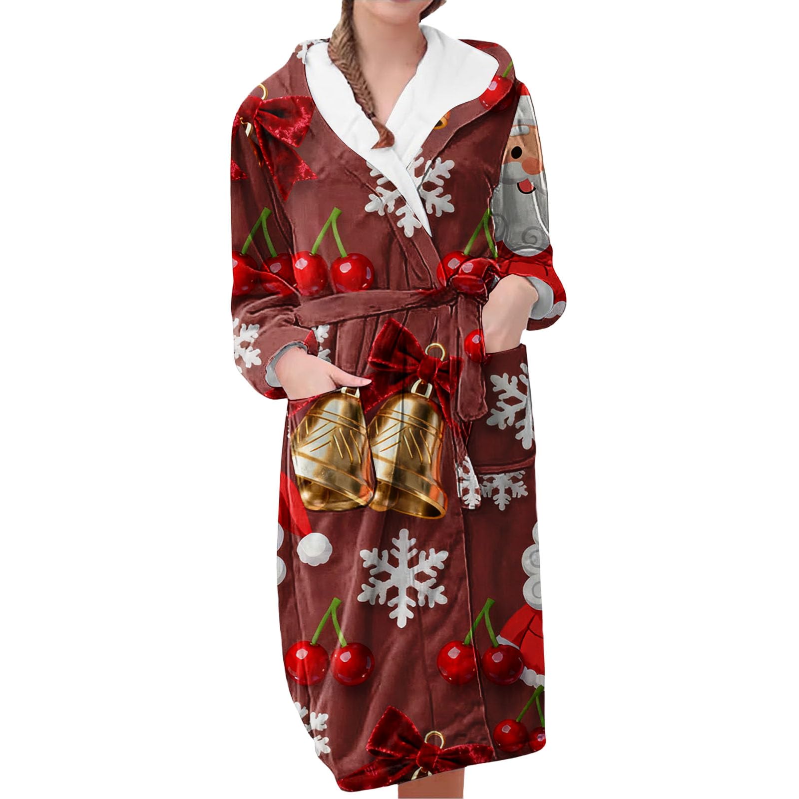 Générique Sortie De Bain Femme Eponge Grande Taille 2025 Nouveau Robe De Chambre Avec Motif Pyjama De Nuit Avec Poches Bathrobe A Nouer Albornoz Flanelle M-3Xl Peignoir De Bain Femme Imprimé Long