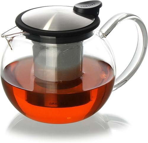 Miniatura 2 de FORLIFE Bola - Tetera de cristal con infusor de cesta, 25 oz.25.4 fl oz., rojo