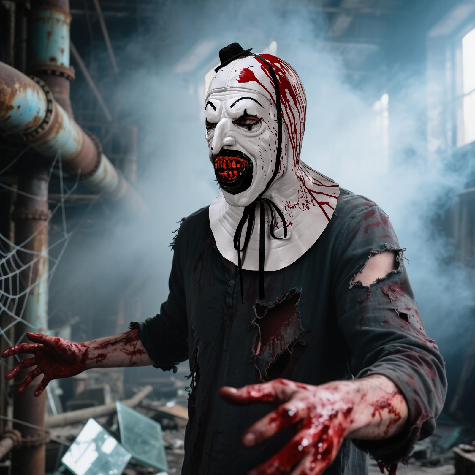 SINSEN Adult Terrifier Art the Clown Mask Scary the Killer Clown Joker Mask Halloween Cosplay Full Head Costume Props - Image 4