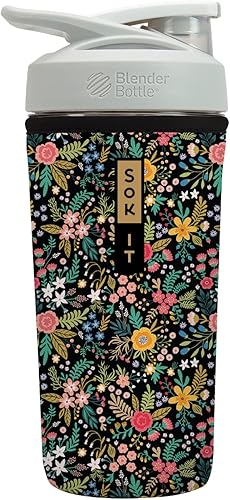 Sok It BotlSok Protein Blender - Funda de neopreno aislada para botella (picnic de jardín inglés, se adapta a licuadora de 28 onzas)