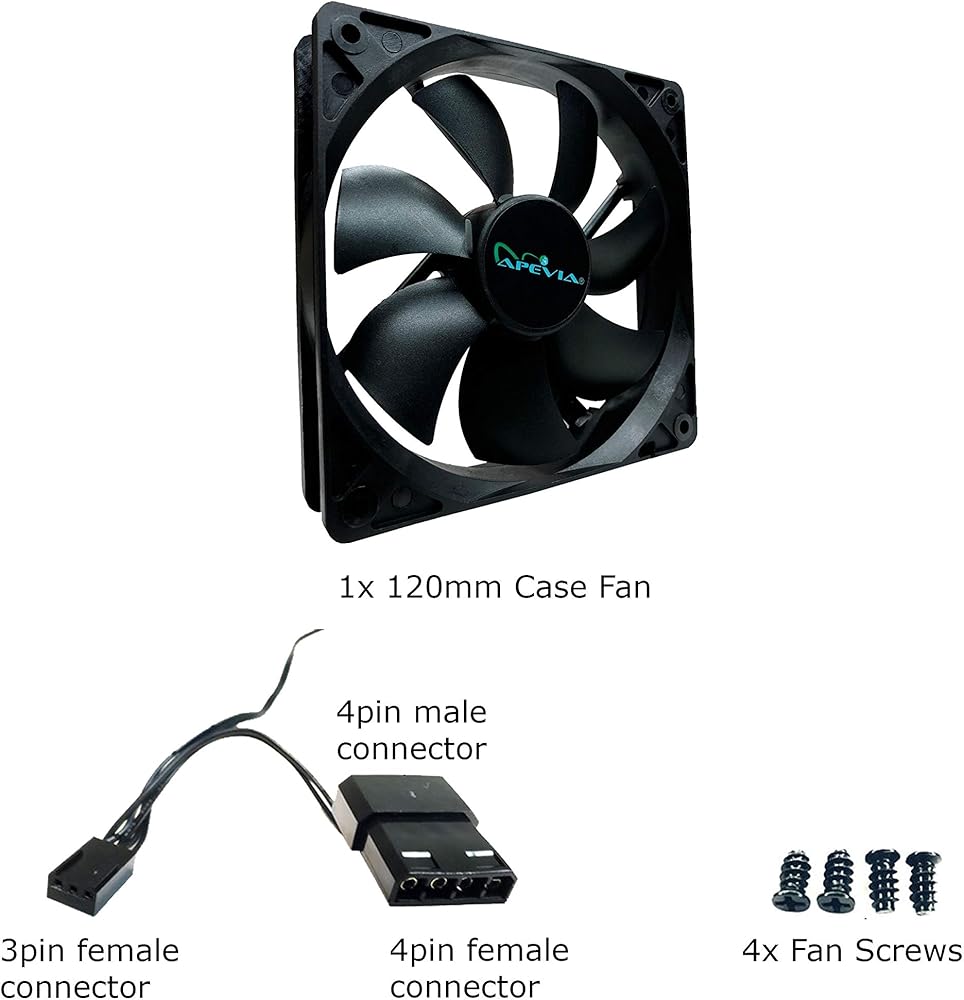 APEVIA CF12S-BK 120mm 4pin Molex & 3pin Motherboard Silent Case Fan thumbnail 3