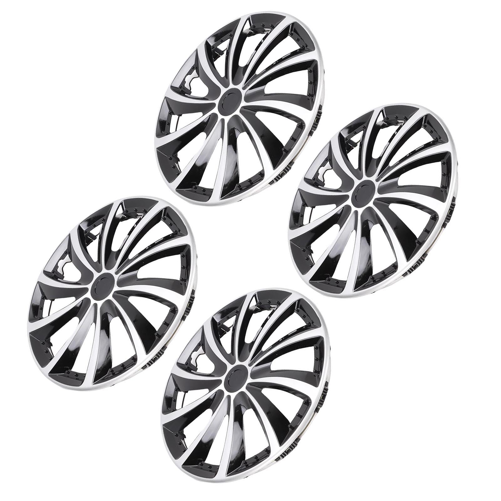 Acouto 4 Pièces Enjoliveurs de 16 Pouces, Protection Universelle Anti-Rayures, Couvre-Jantes D'aspect élégant avec Matériau ABS de qualité Supérieure, pour la Plupart des Voitures, (Argent Noir)