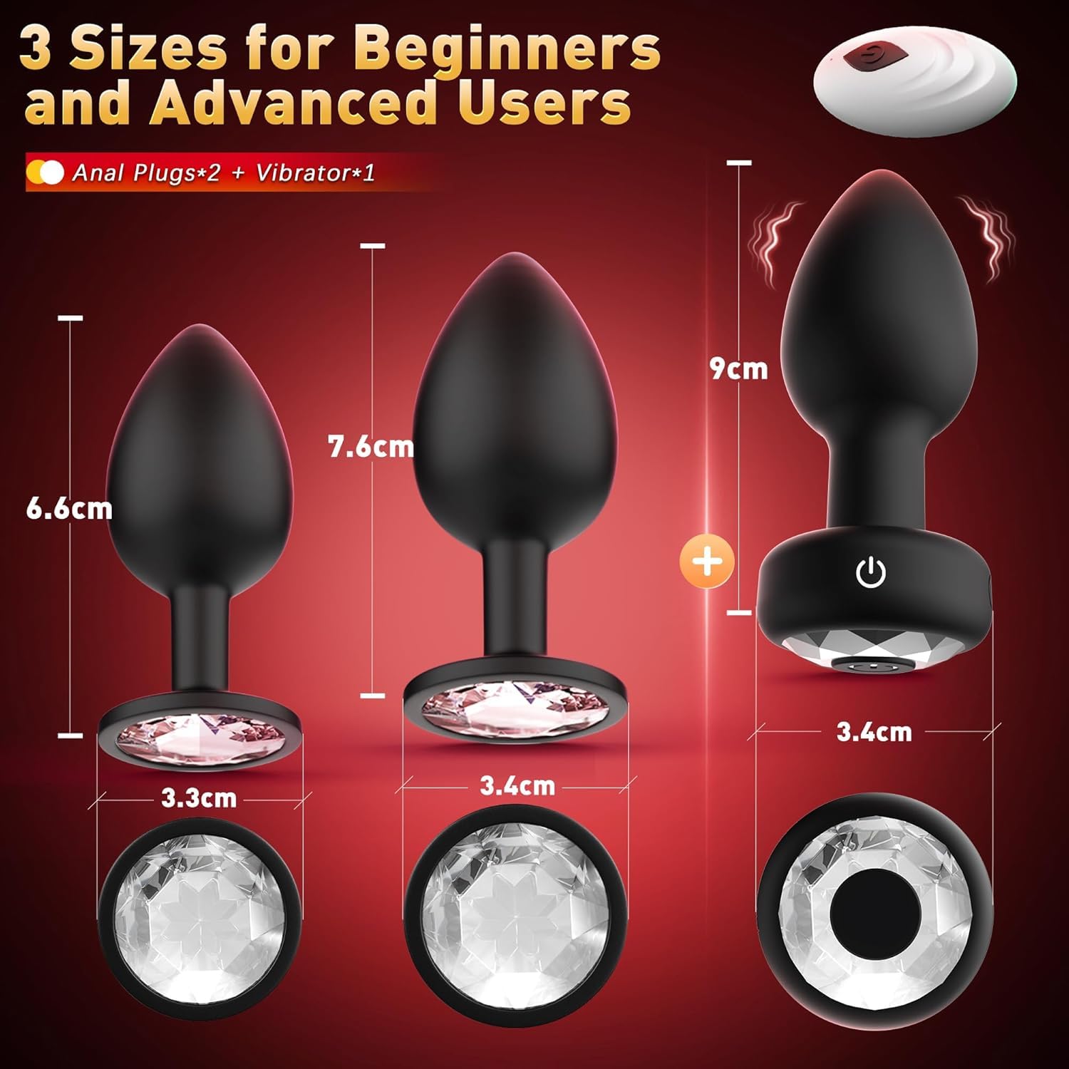 Plug Anal 3 Pièces Sex Toys pour Couple Ensemble, Plugs Anals avec Vibrations Multiples par IA Plug Anale Gode Anal Plug Femme Débutante, Plug Homme pour Anus Sextoyse Couple Plaisir, Silicone