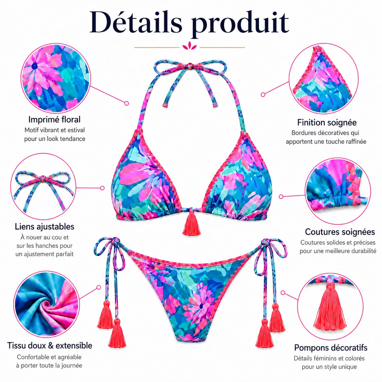 Traje de baño para mujer de 2 piezas, triángulo, conjunto de bikini para mujer sexy, bañador para playa