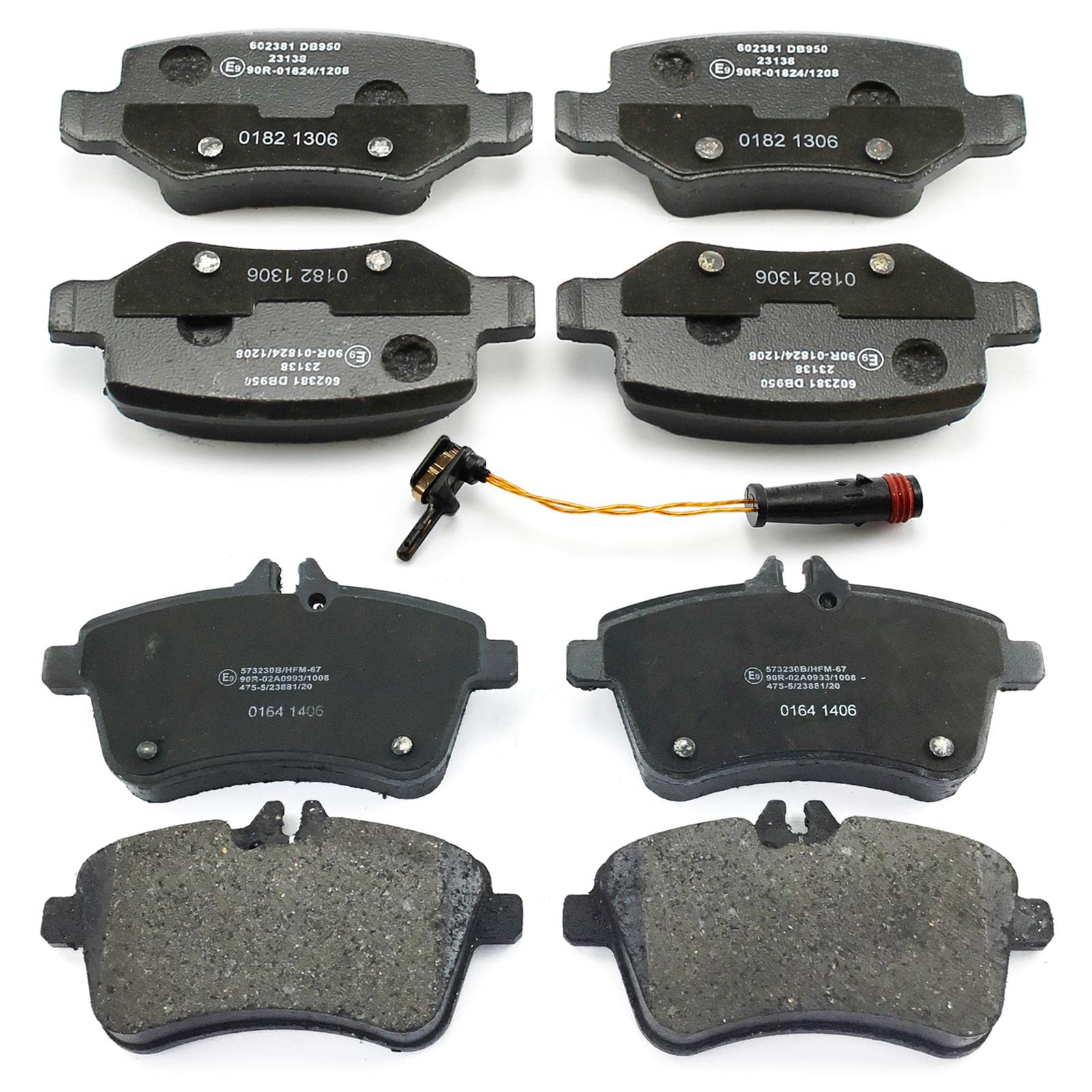 NB PARTS Bremsbeläge + Warnkontakt vorne hinten passend für Mercedes-Benz A B-Klasse W169 W245