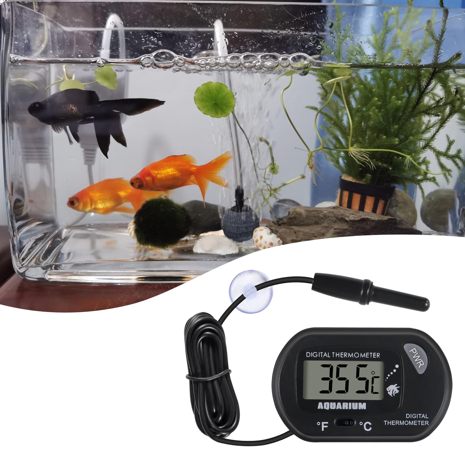 2 Stück Aquarium Digital Thermometer mit großem LCD Display Reptil Thermometer für Fahrzeug Terrarium Aquarium Kühlschrank