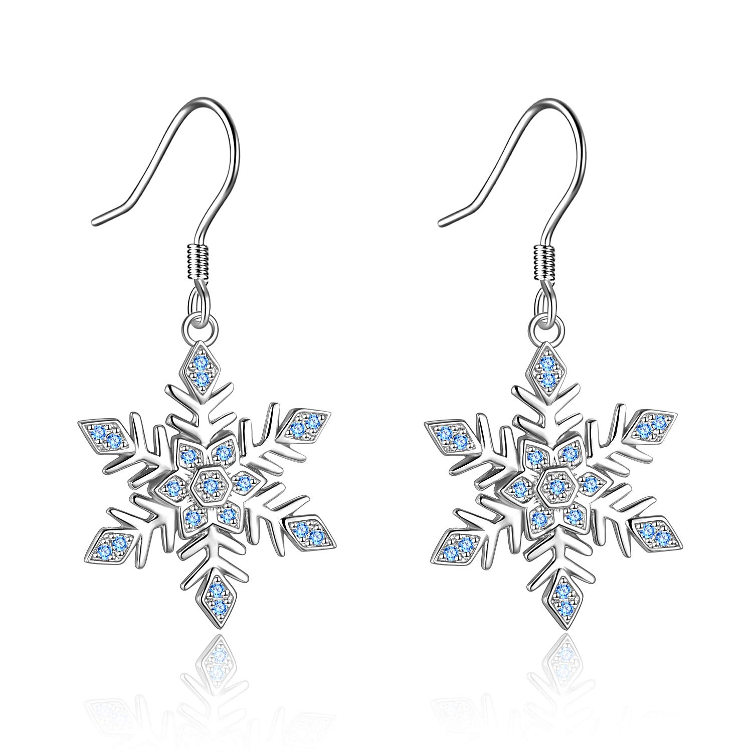 ONEFINITYSnowflake Earrings Sterling Silver Snowflake Dangle Drop Earring for Women Christmas Jewelry Gifts