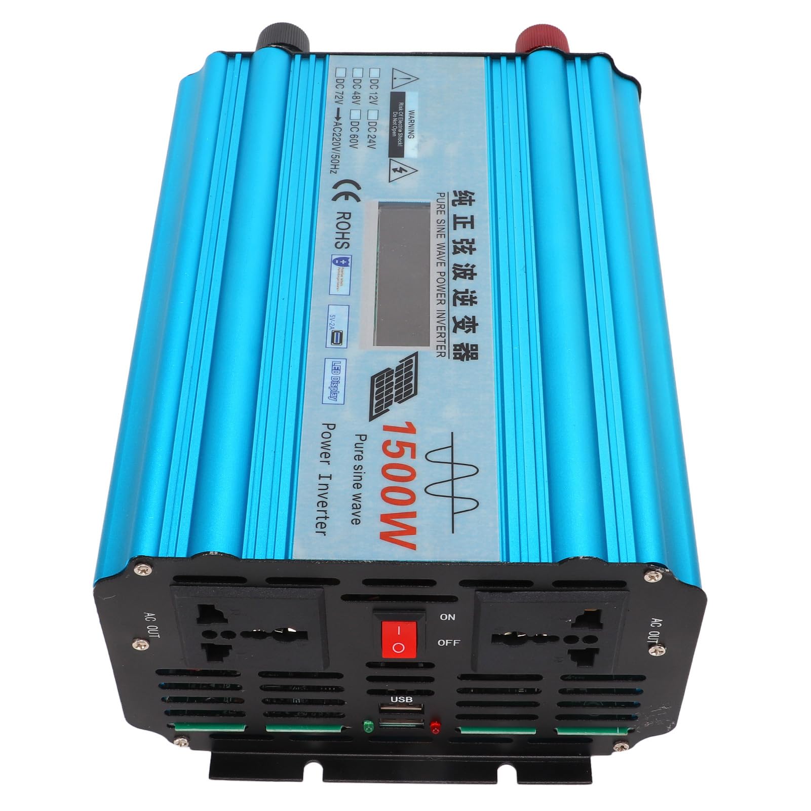 Invertitore a Onda Sinusoidale Pura 1500W, DC 60V a AC 220V