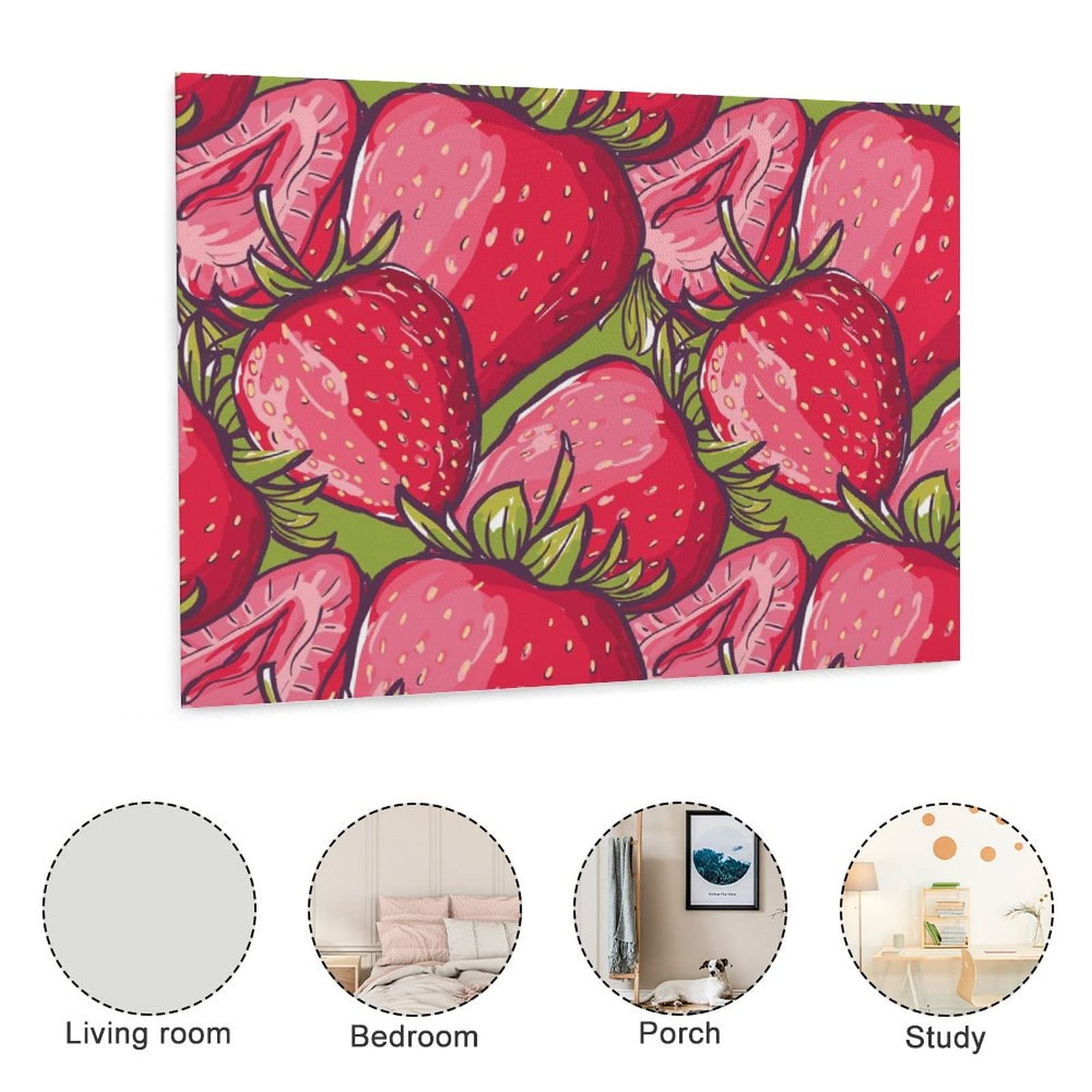 Amazon.co.jp: いちご 絵画キャンバス壁アート複製画 ポスターができて
