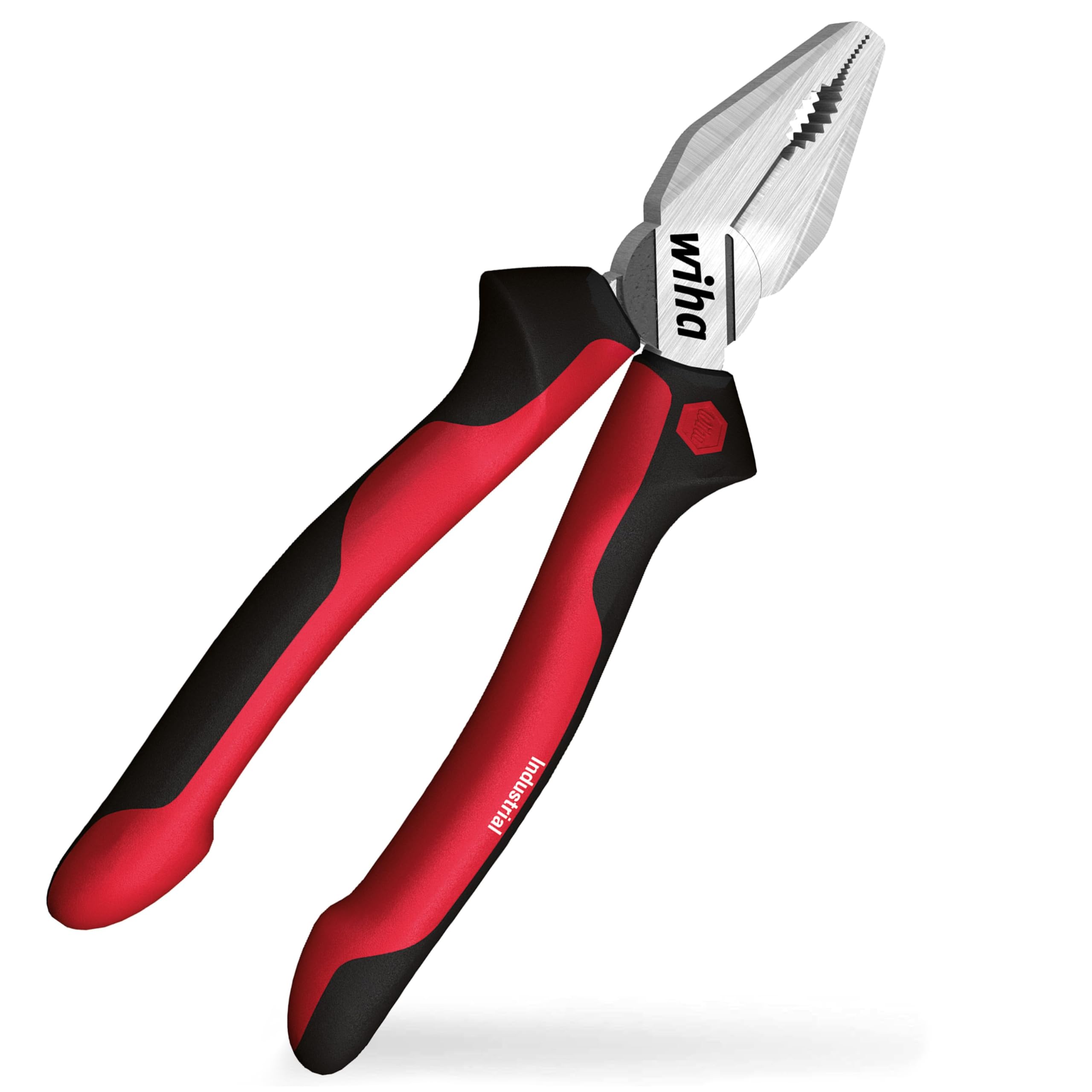 Wiha Kombizange Industrial mit DynamicJoint und OptiGrip I Extra Langer Schneide 180mm I Universelle Zange zum Greifen I Halten und Schneiden von Draht und Kabel I aus Hochwertigem C 70 Stahl (34307)