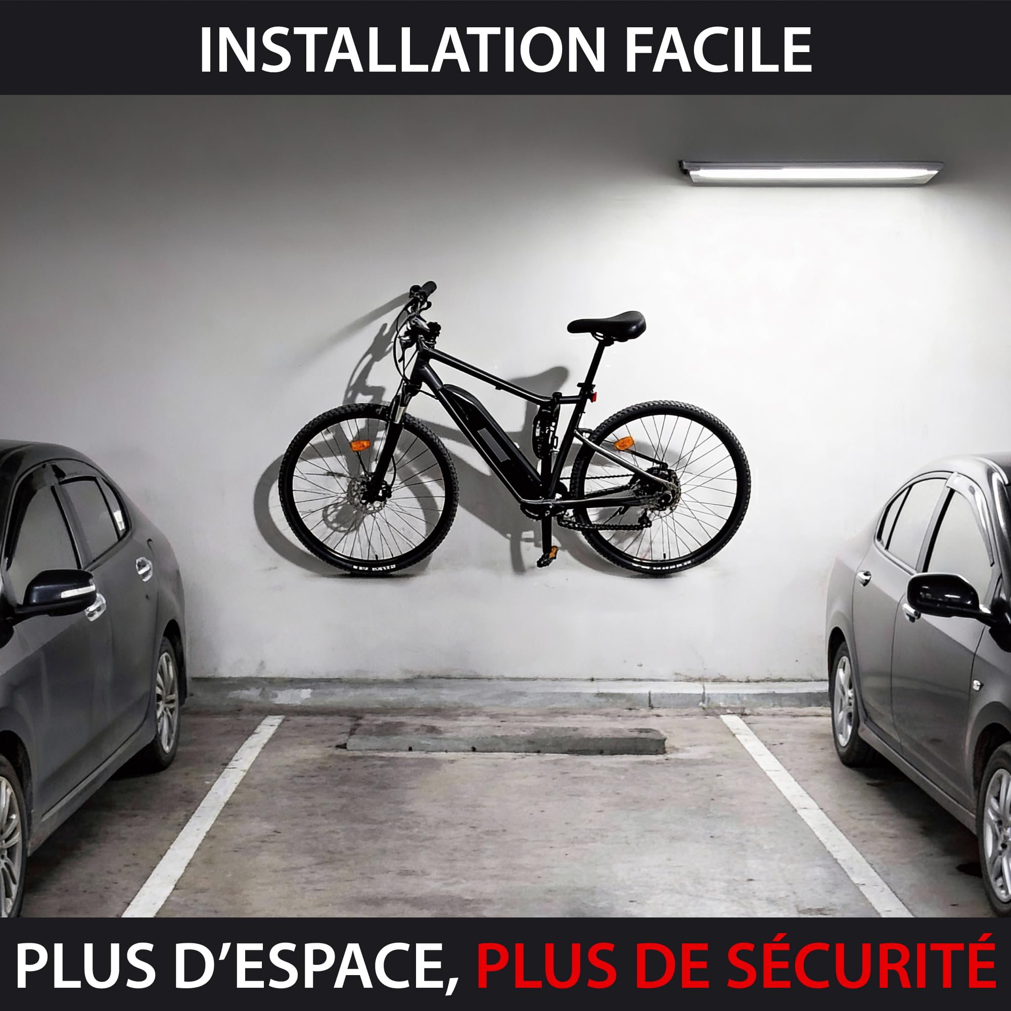 KRASER KR42P Support Velo Mural avec Ancrage Antivol 2en1 | Fixation par Pédale avec Point pour Chaîne | Double Appui Roue, Acier Renforcé 5 mm | Ancrage Mural Compatible Garage Vélo Électrique VTT