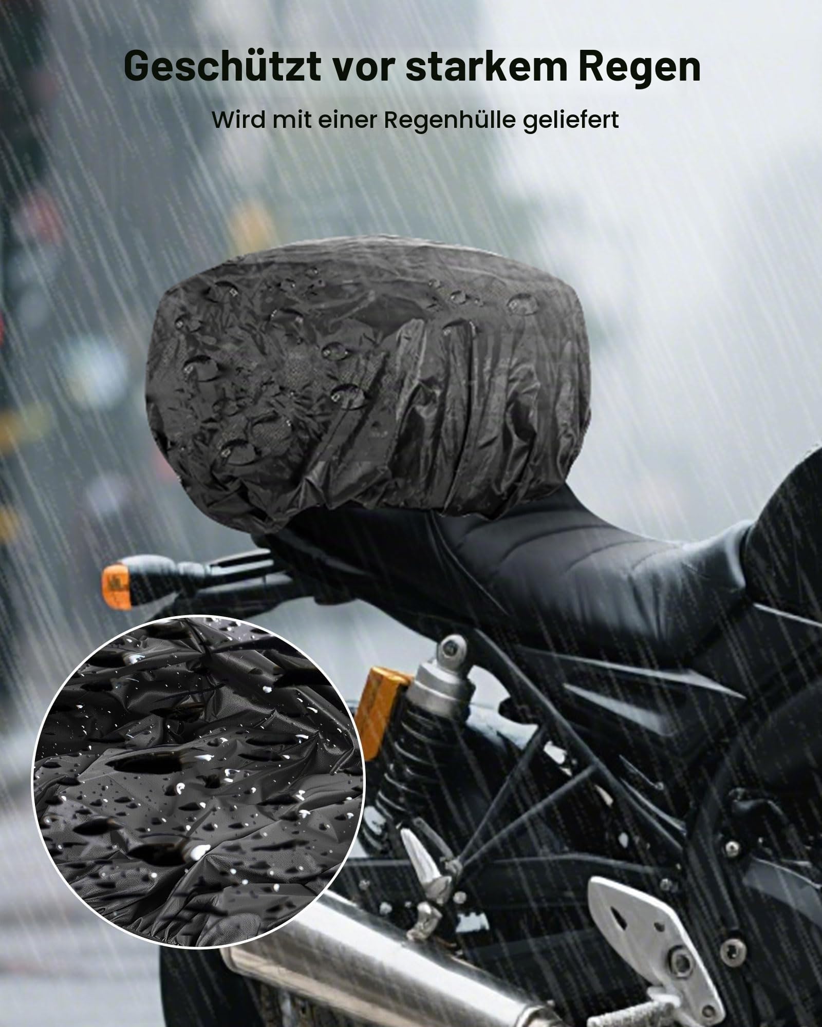 VEVOR Motorradhecktasche Rücksitztasche (22-34 L) mit wasserfester Regenabdeckung, Motorrad-Gepäckaufbewahrung, Gepäckträgertasche mit Riemen & elastischer Kordel, Motorradgepäck Schwarz