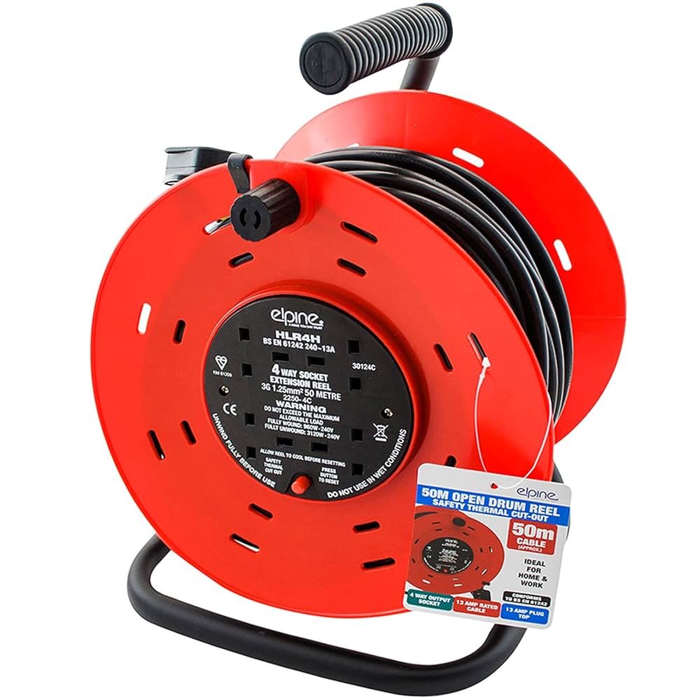 25M EPLINE 4 Way CABLE EXTENSION REEL Heavy LEAD Gang Mains ELECTRICAL