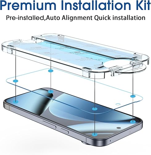 Vista 3 de amFilm Autoalineación OneTouch para Google Pixel 10 Pro/Pixel 10 [6.3 pulgadas] Protector de pantalla [6.3 pulgadas], instalación de 30 segundos