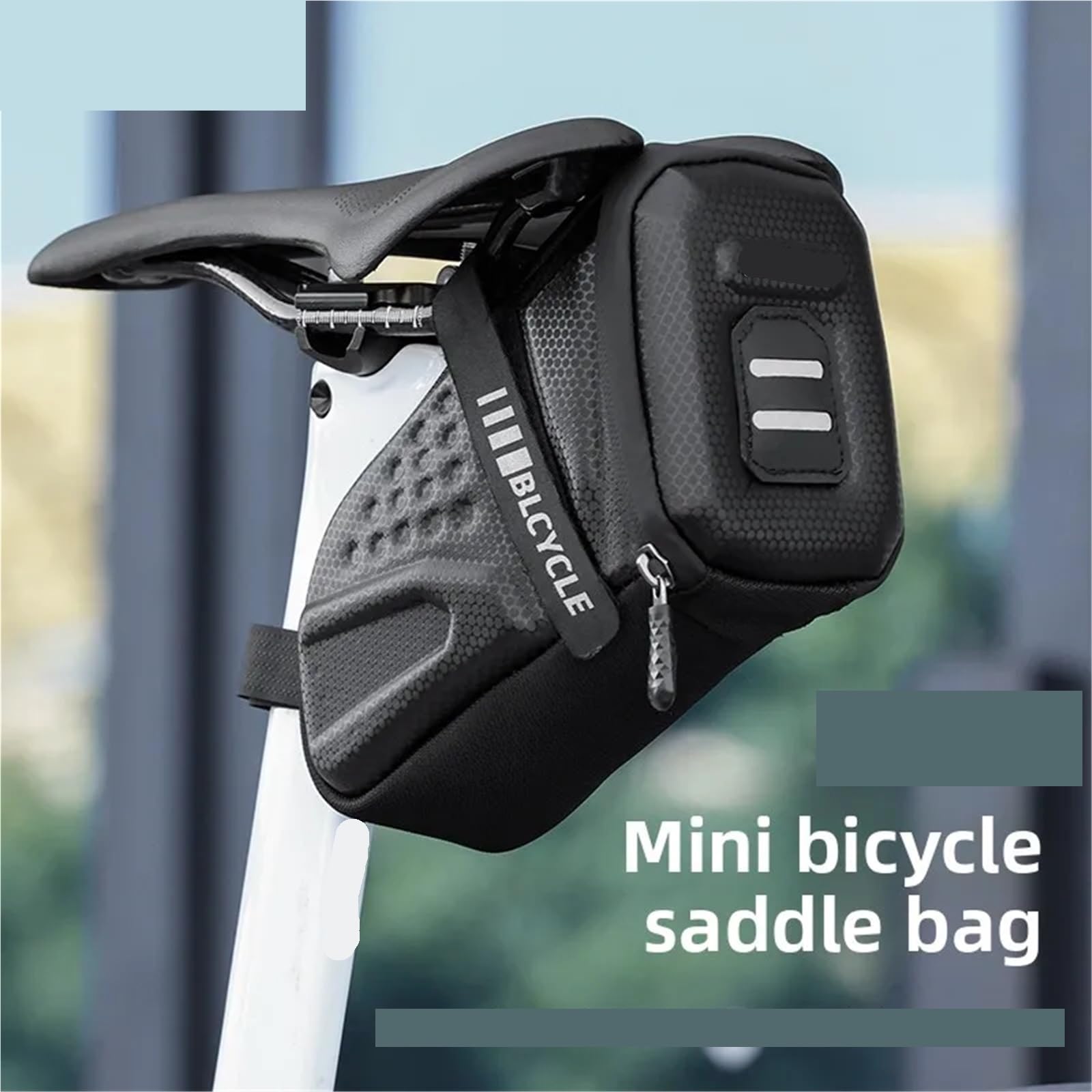 Borsa Da Sella Bici Borsa da sella for bicicletta, rigida in EVA, riflettente, impermeabile, for bici da strada, con portautensili posteriore, accessori for ciclismo