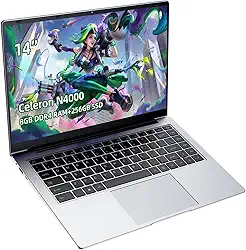 Laptop 2025, laptop Windows de 35.6 cm, laptops de computador, processador Celeron N4000, 8 GB de RAM, 256 GB de armazenamento, tela HD de 14 polegadas, Windows 11, laptop para uso empresarial,