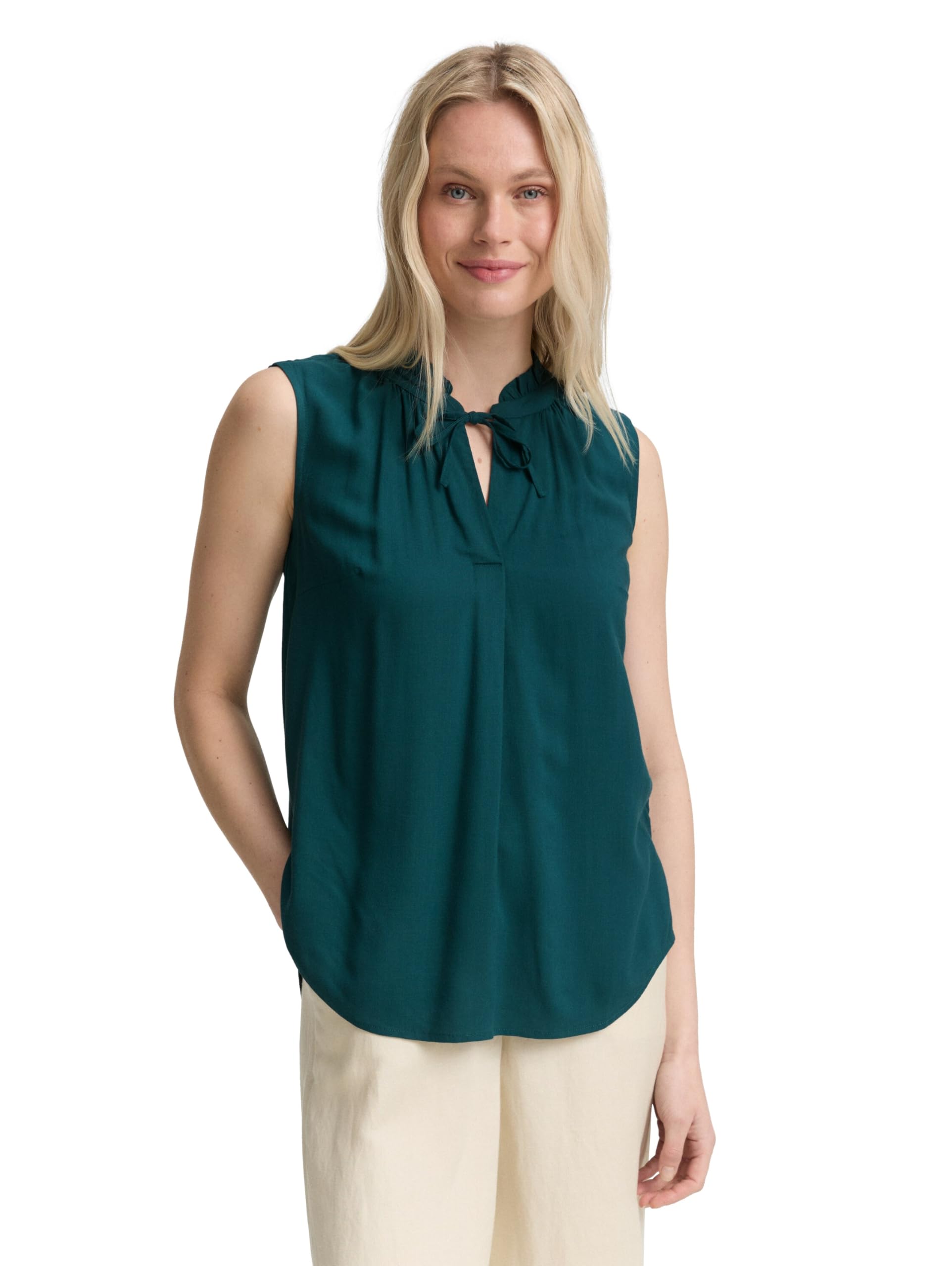 TOM TAILOR Women's Blouse, 27528 - Dark Teal Green, 10