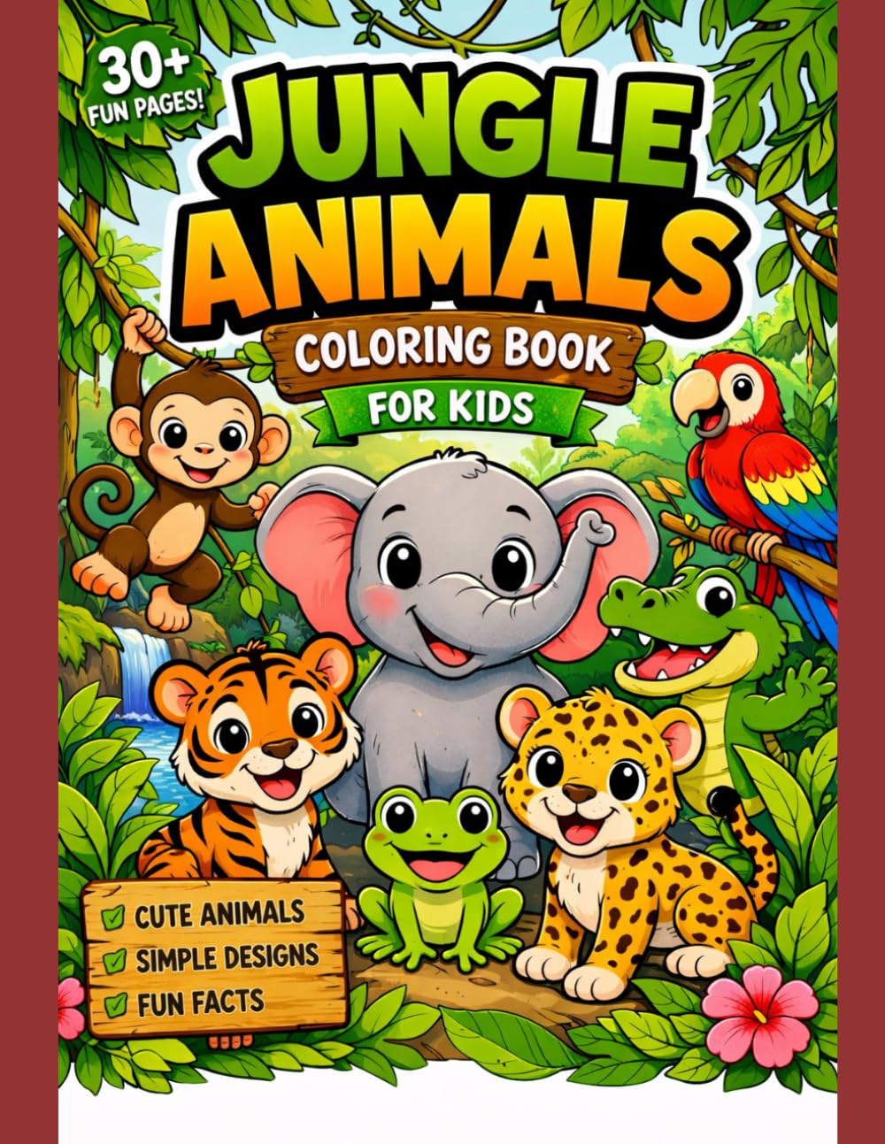 Junlge Animals Coloring Book: 50 Fun Jungle Animals for Kids