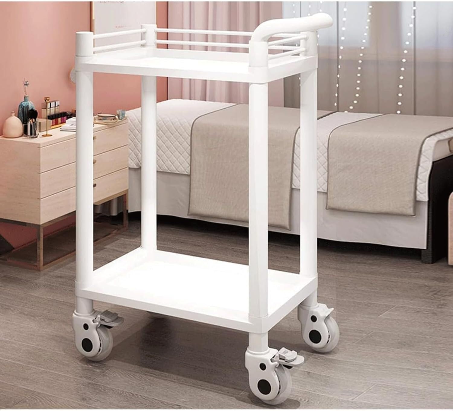 Chariot de salon Bianco de 2 couches design épuré en ABS