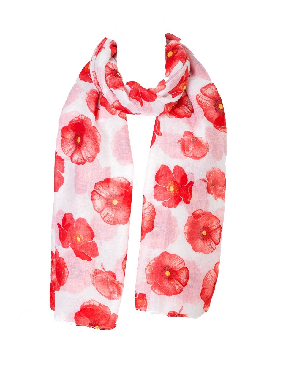 World of Shawls New Ladies Womens Celebrity Style Scarf Scarves (White Poppy)