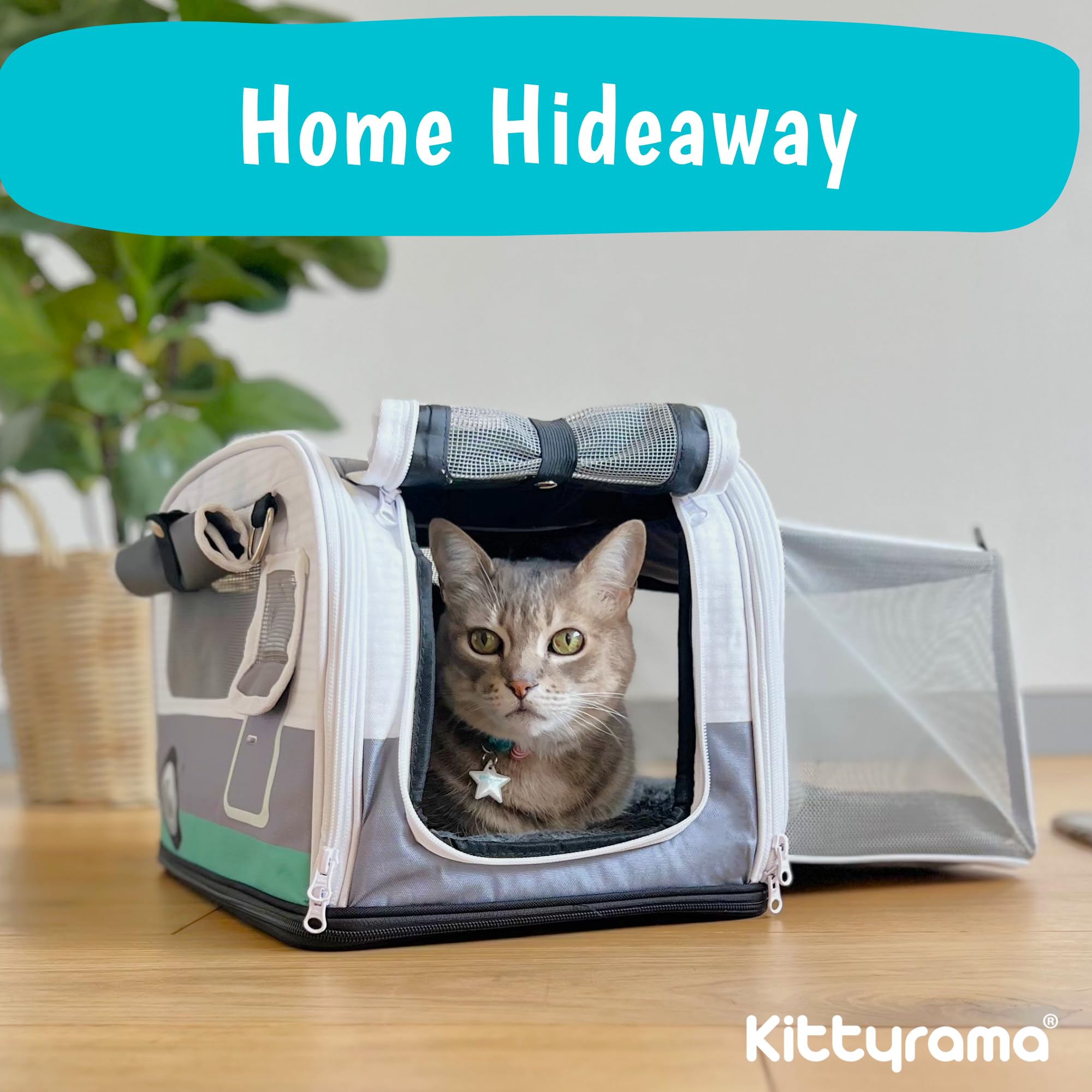 Kittyrama Slate Cruiser 2-in-1 Katzentrage & Versteck Fluggesellschaft geeignet Obere Seite und vorne Öffnung Ausziehbar