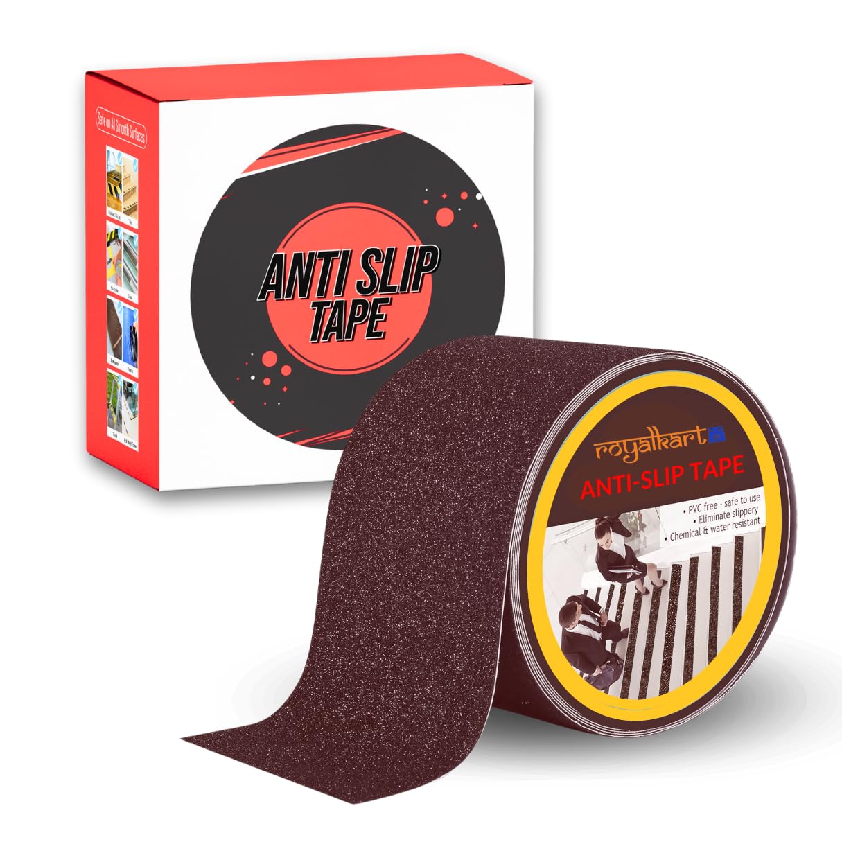 royalkart Premium Anti-Skid |Anti-Slip Tape For Stairs High Traction Abrasive Tape for Slippery Floors, Staircase, Ramps, Indoor, Outdoor, 5Metre x 50MM (Brown) (B09YHFL8NP) Amazon Price History, Amazon Price Tracker