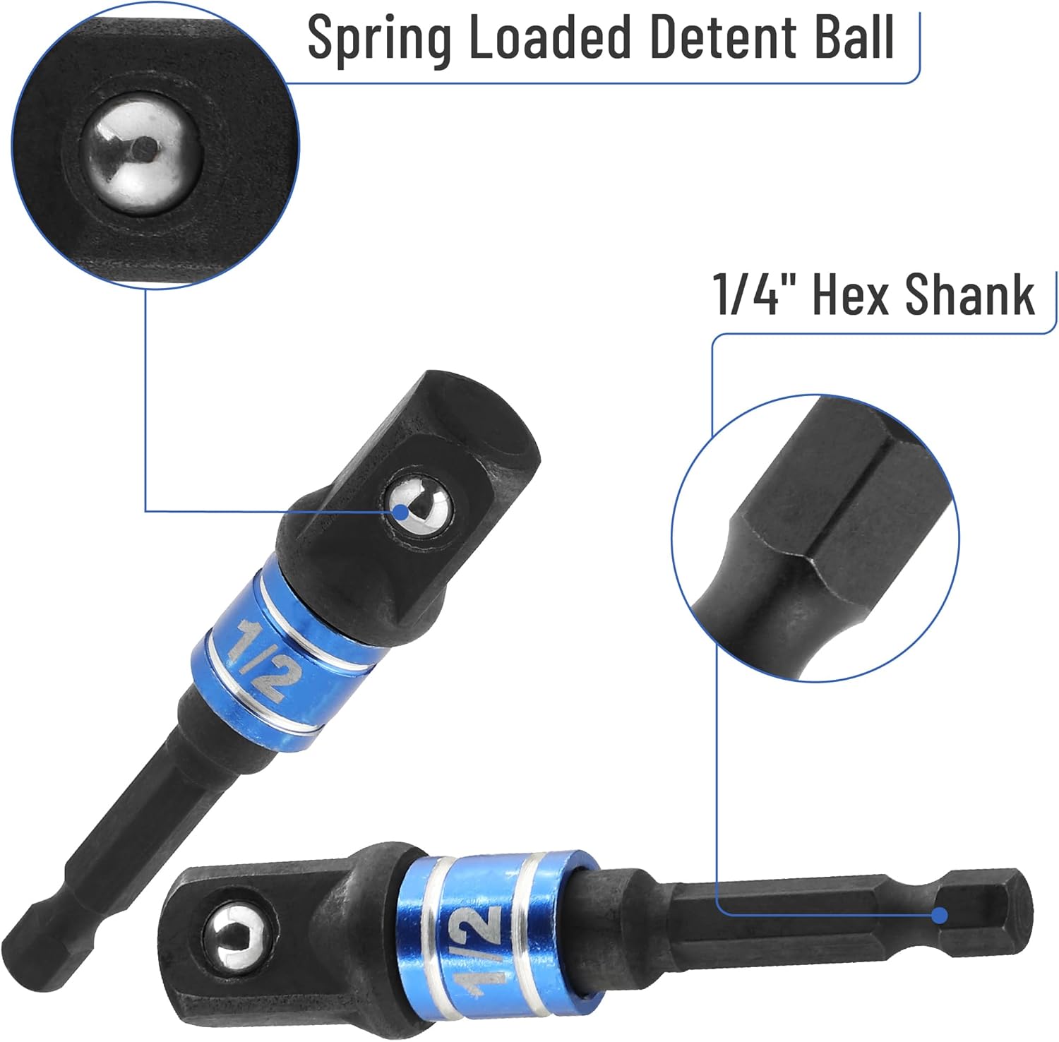 Bates- Socket Adapter Extension Set with Right Angle Drill Attachment, 4 pcs, 1/2" 1/4" 3/8" Impact Socket Adapter Set, 105 Degree Right Angle Drill Adapter, Screwdriver Drill Bit Set