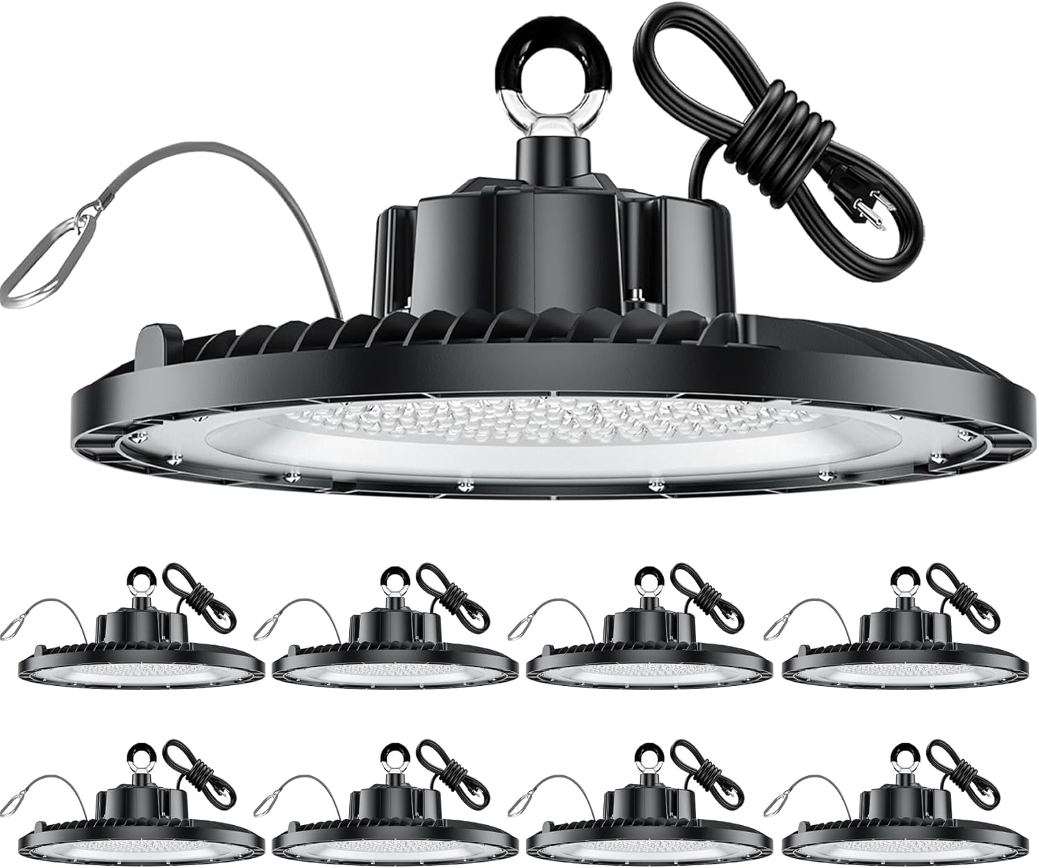 UFO LED High Bay Light 200W Super Bright 150lm/w 5000K 100V-277V High Bay LED Shop Lights Plug & Play Commercial Lighting for Warehouse,Shops,Garage, Gym etc