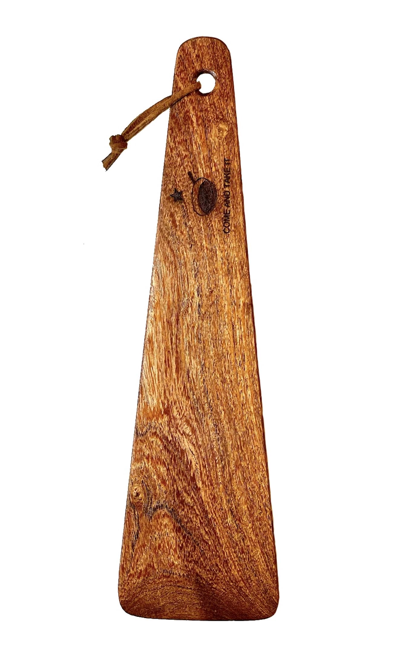 Mesquite Wood Cowboy Spatula. Handmade in Texas. Made in USA. Safe for nonstick, and cast iron cookware. Choose an Engraving! (Come and Take It - Skillet)