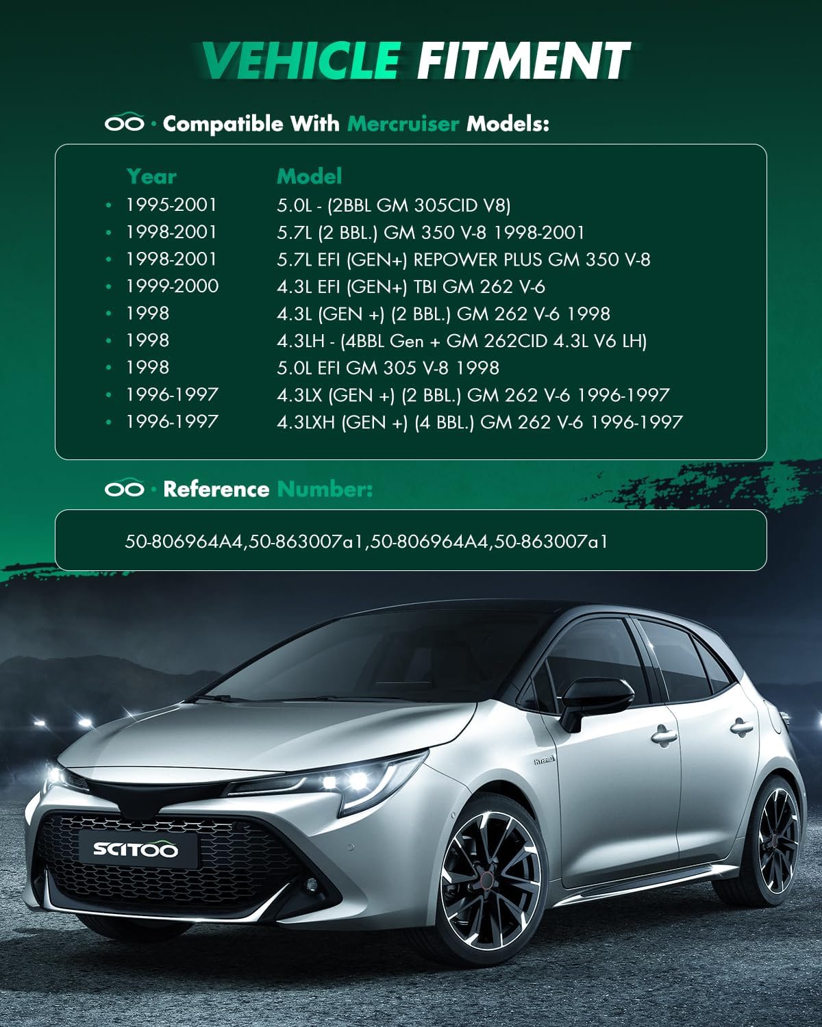 SCITOO Motor Starter for 50-806964A4 Starters Fit for Mercruiser for 350 Mag Alpha Bravo MPI - (350CID 5.7L V8) 1998-2012, for Mercruiser for 350 MAG MPI HORIZON ALPHA-BRAVO 2001-2012