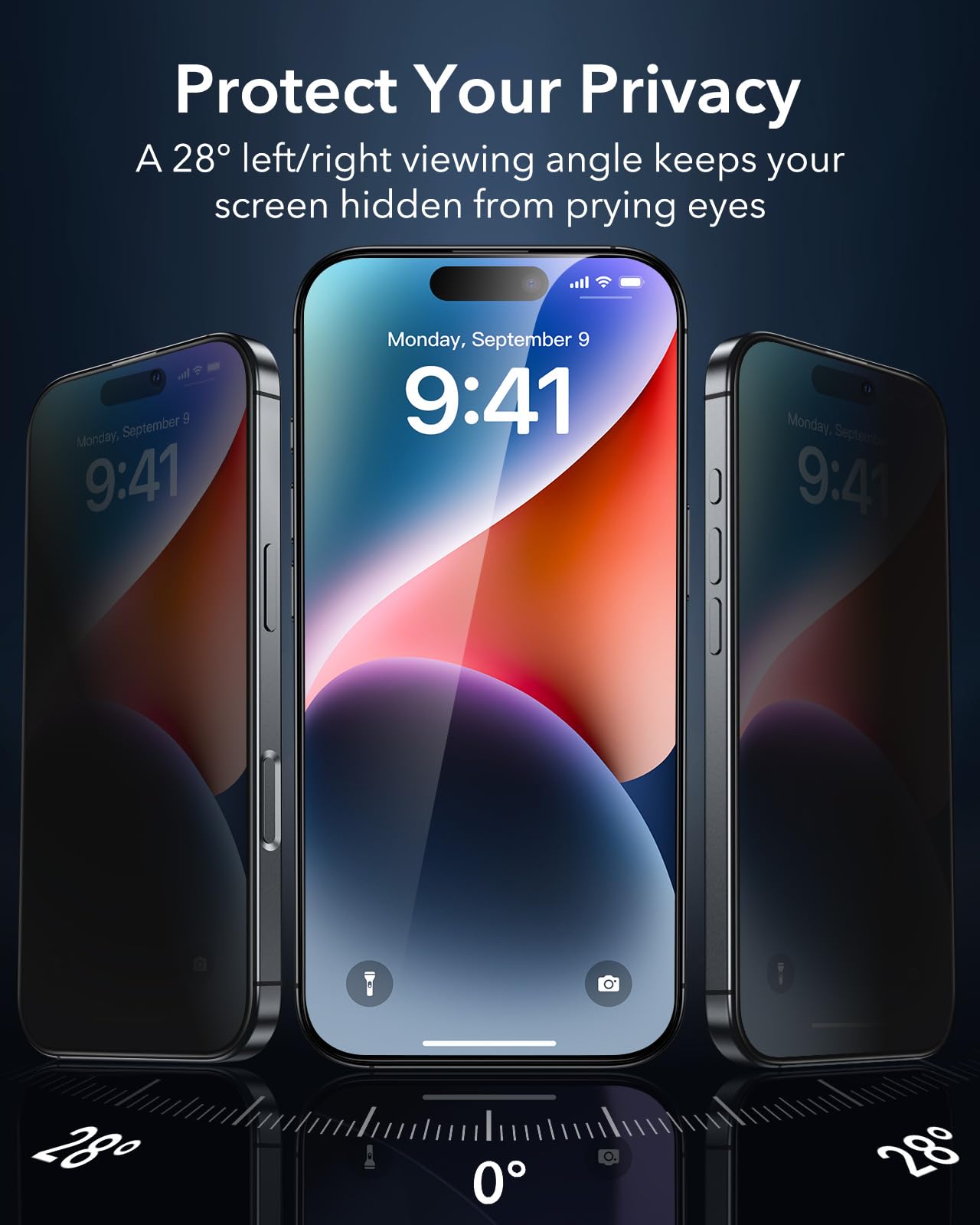 ESR Privacy Pellicola per iPhone 14 Plus/iPhone 13 Pro Max, Vetro temperato 9H+, Zero bolle e polvere, Protezione di grado militare, Durevole con strumento di installazione facile, 3 Confezioni