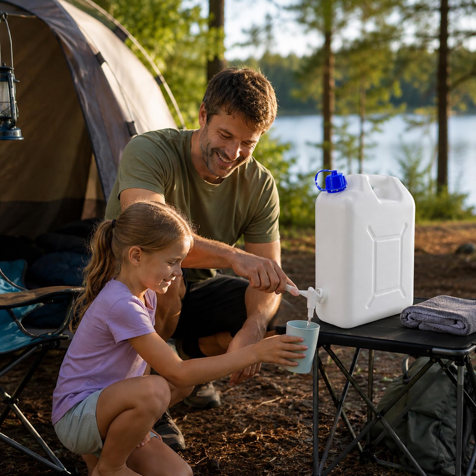Hossi's Wholesale Wasserkanister mit Zapfhahn lebensmittelecht HDPE Trinkwasserkanister stapelbar UV-beständig mit Deckel & Ausgießer für Camping Wohnmobil Garten Outdoor Notvorrat