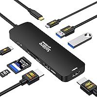 Vista 12 de Adaptador USB C para MacBook Pro/Air M1 M2 M3 2021 2020 2019 13" 15" 16", 6 en 1 USB-C Hub MacBook Pro Accesorios con 3 puertos USB 3.0, lector