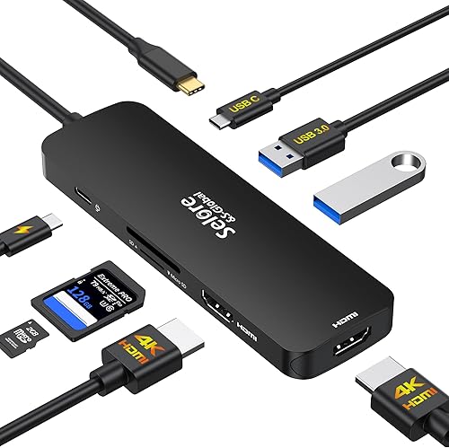 Miniatura 10 de Estación de acoplamiento Selore USB C de monitor dual, estación de acoplamiento para portátil, estación de acoplamiento 14 en 1 con 3 monitores con