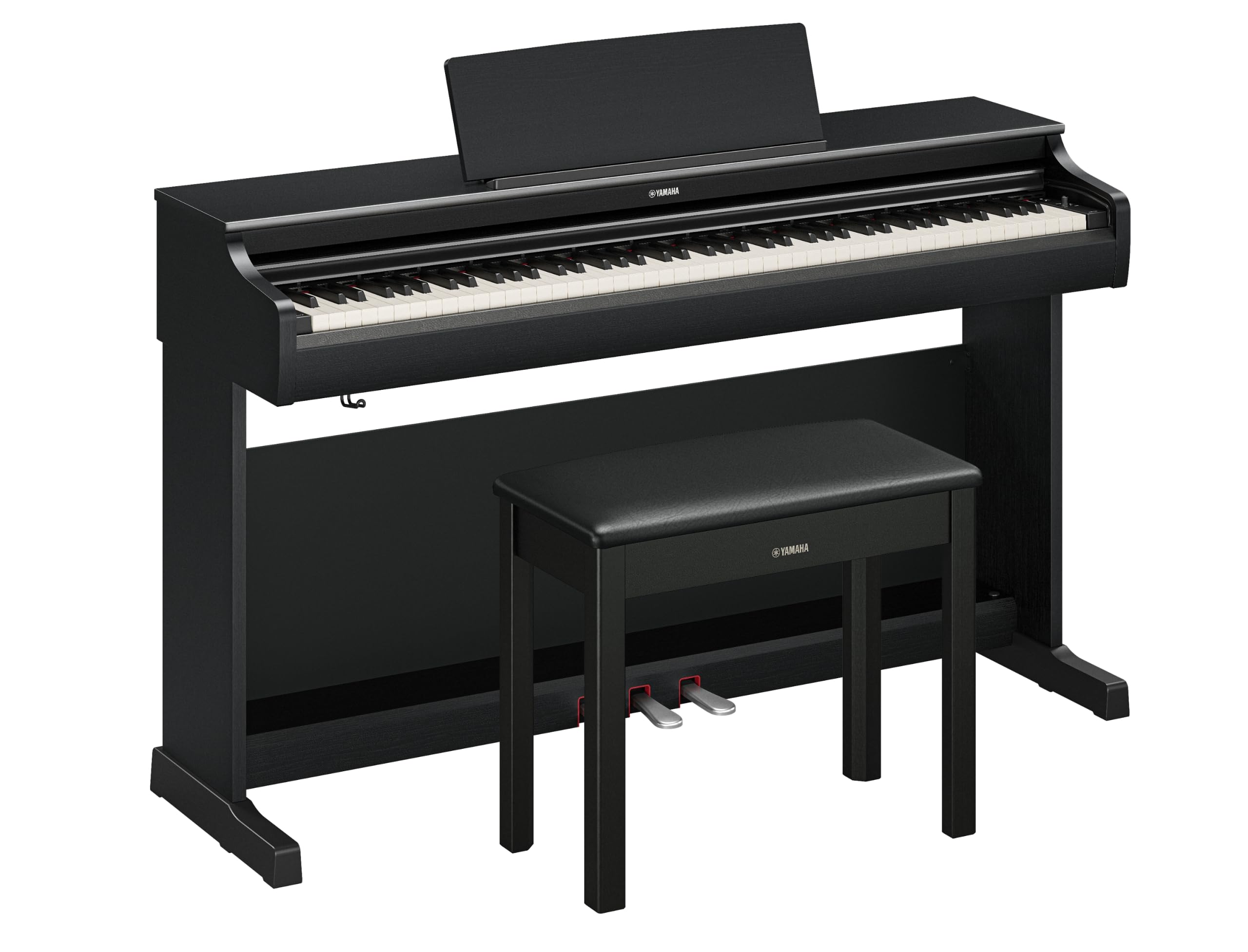 Arius Series 88-Key Weighted Digital Piano Keyboard, Full Size, GrandTouch-E Action, CFX Concert Grand Piano Sound, 3-Pedal Unit, Bench Included, Classic Upright Design in Black YDP-166B