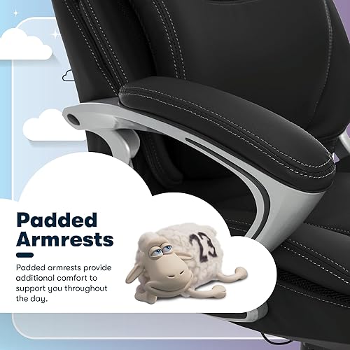 Miniatura 6 de Serta AIR Health and Wellness - Silla de oficina ejecutiva, respaldo alto, ergonómica grande y alta para soporte de madera, giratoria, cuero Negro
