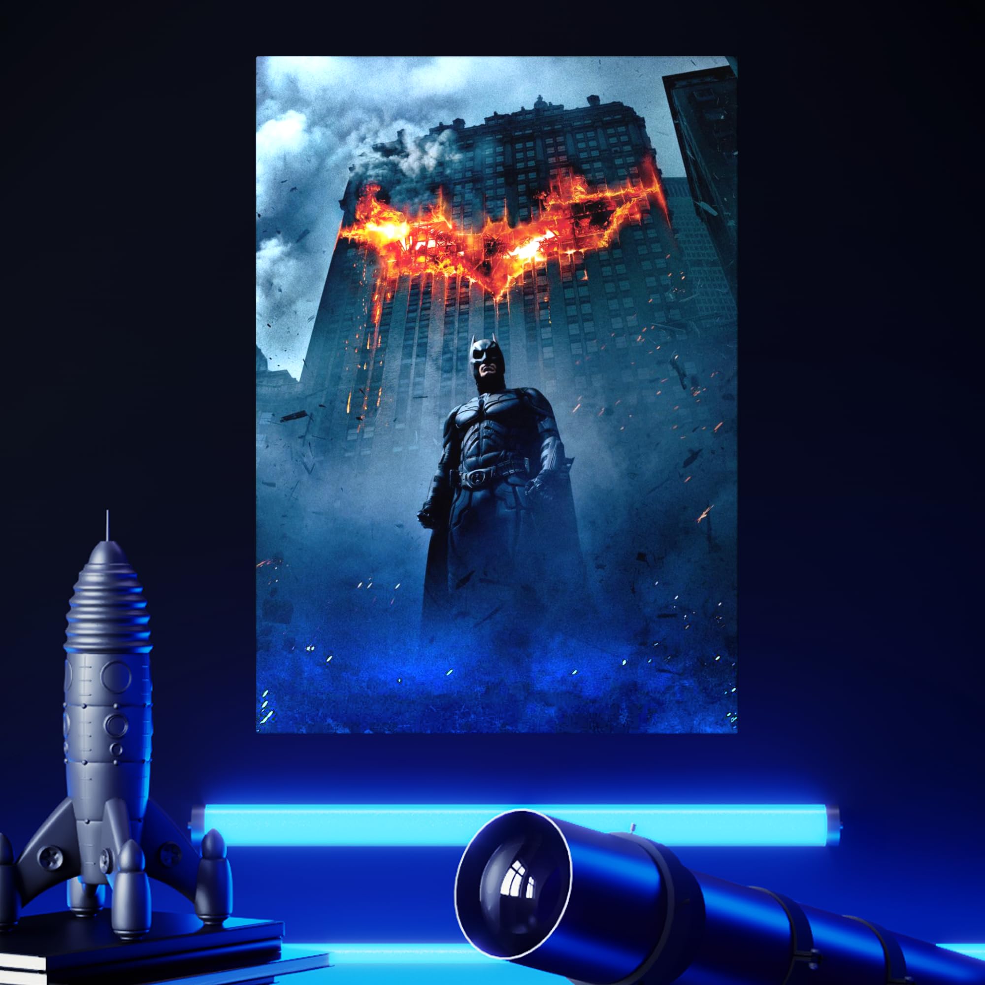 Poster Métal Batman Gotham City - Displate Taille L 67.5x48cm, Montage Magnétique Sans Perçage