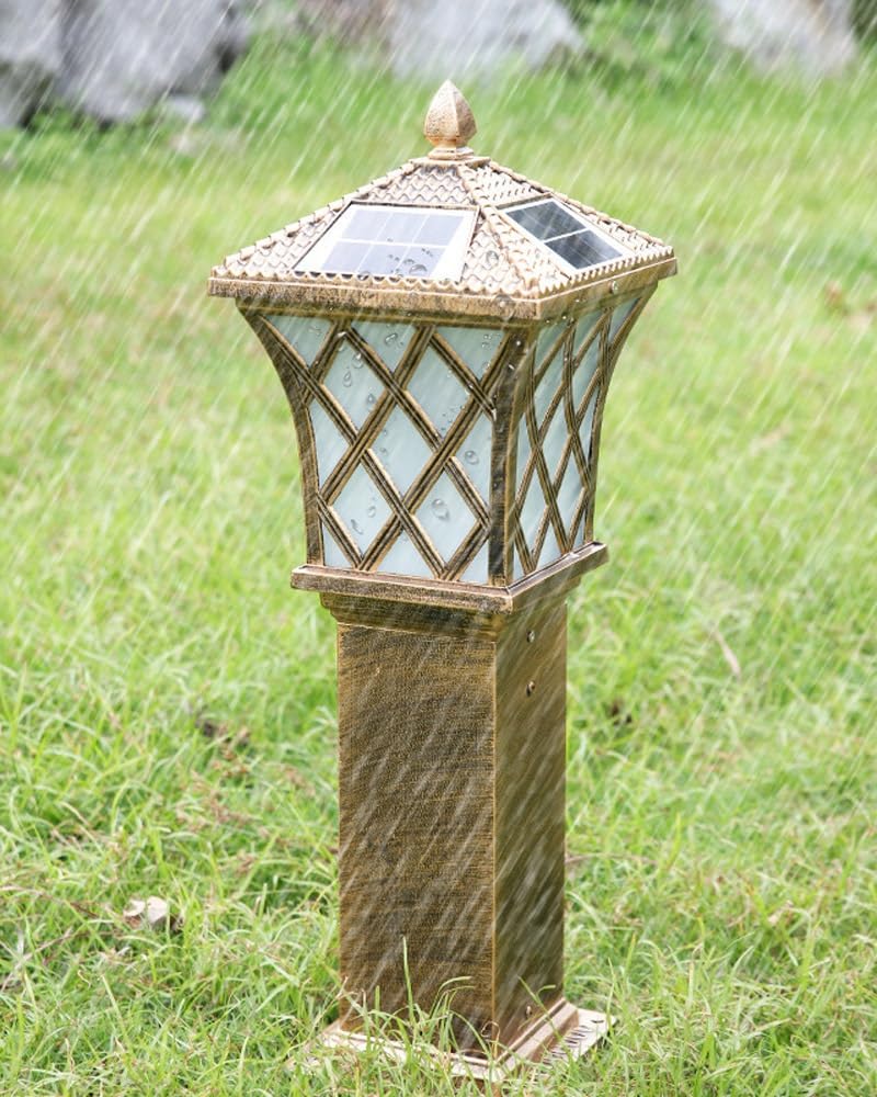 Lampadaire Solaire Extérieur en Bronze avec Télécommande, Idéal pour L'Éclairage De Jardin, Cour, Terrasse Ou Allée.