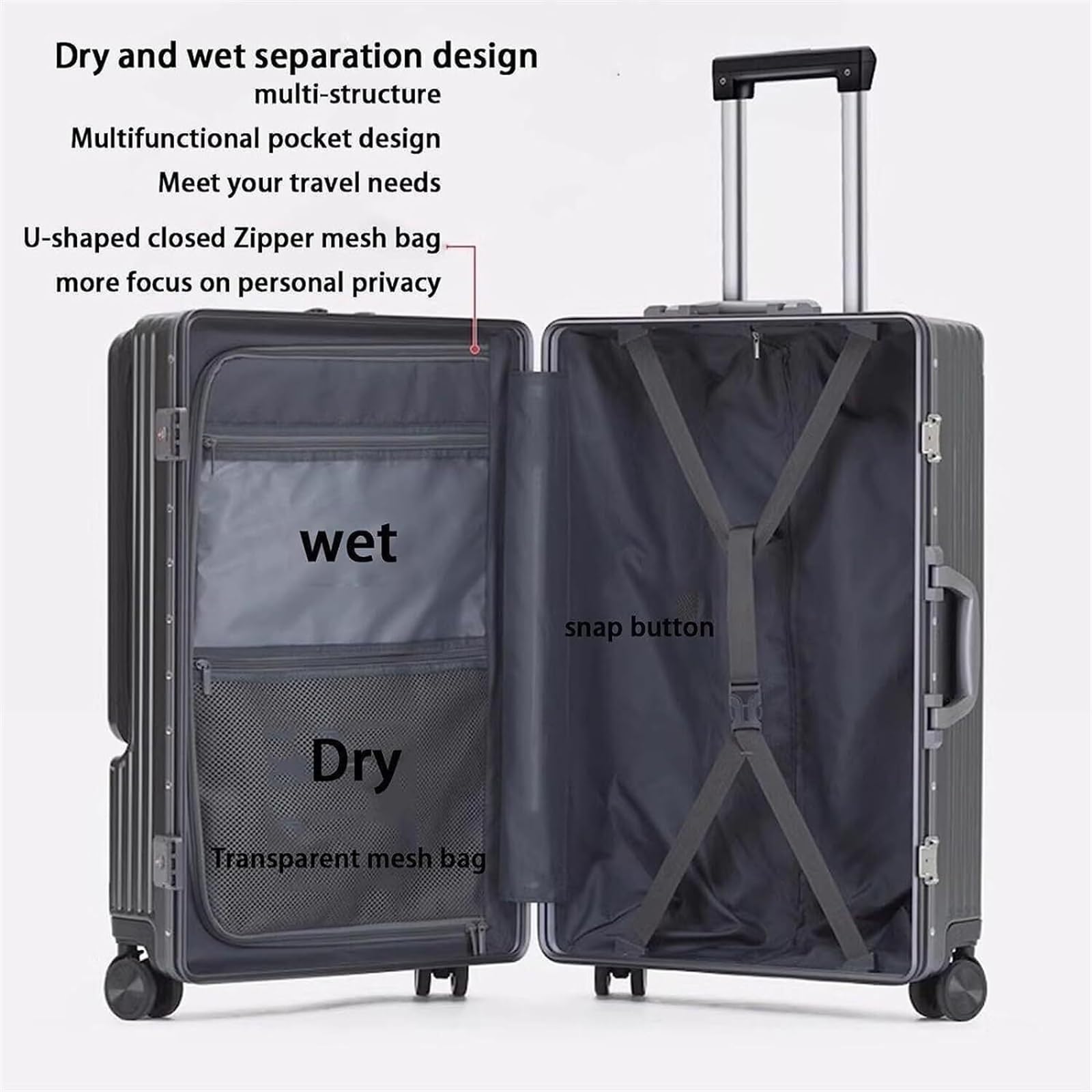 Walizka Podróżna Walizki Z Aluminiową Ramą Do Noszenia Bagażu Z Kółkami Konstrukcja Separacji Suchej I Mokrej Walizka Kabinowa (Color : D, Size : 22in)