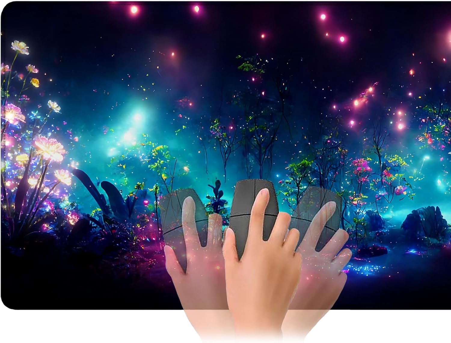 Playmat for MTG Pretty Purple Fluorescence Magic Play Mat 24x14 Inch Card Game Mat for Magic The Gathering TCG PTCG Playmat with Free Storage Bags Non-Slip Backing and Stitched Edge