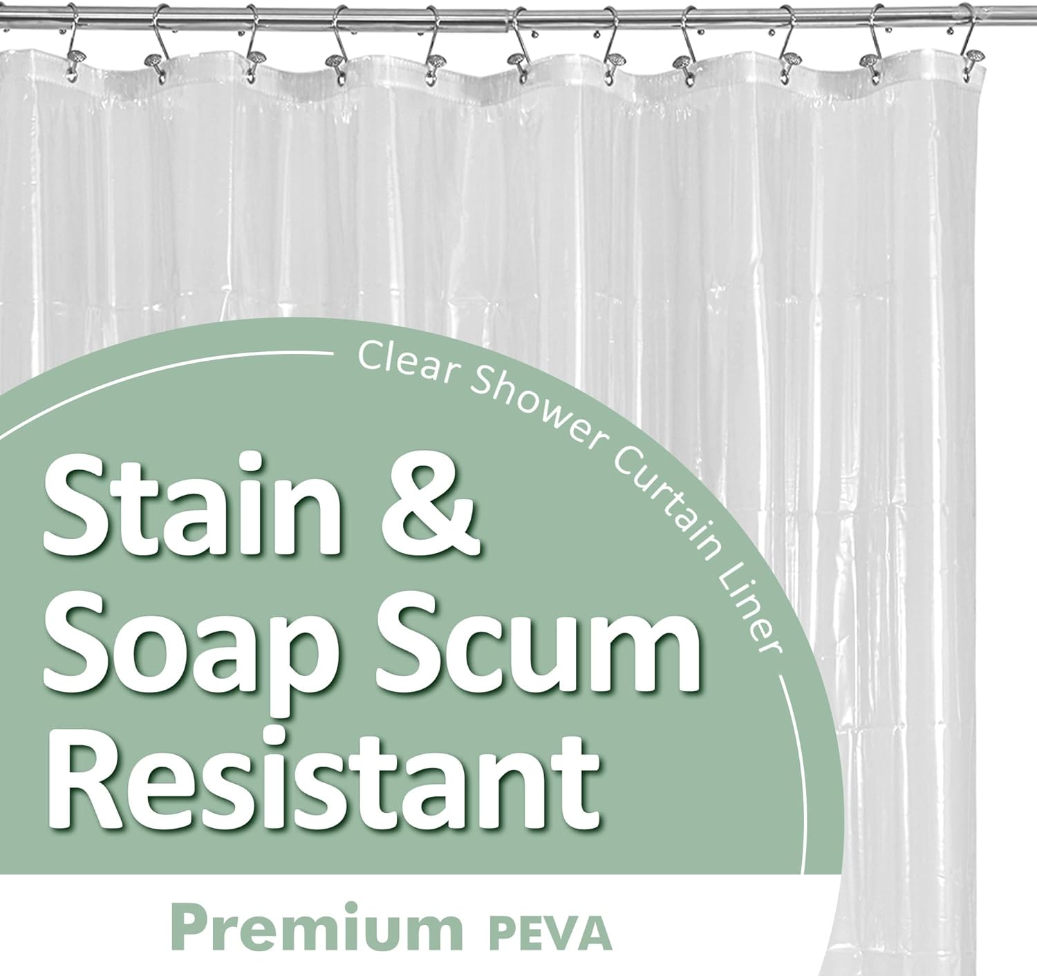 Plastic Shower Liner Clear - Premium PEVA Shower Curtain Liner with Rustproof Grommets