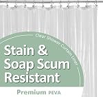 Barossa Design Linge de douche en plastique clair - Prime PEVA Linge de douche Rideau avec Gommets résistants à la rouille et 3 Aimants, imperméables mignon léger Standard Taille Rideaux de salle de bains - Effacer