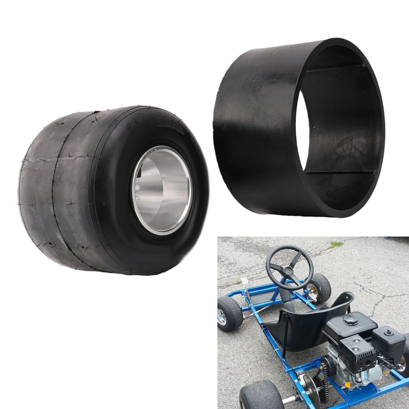 Yctze 11x7.10 5 Go Kart Tubeless Pneumatico Ruote da Posteriori da 5, Pollici con Cerchi in Lega di Alluminio Leggero per Drift Trike Drifting Scooter