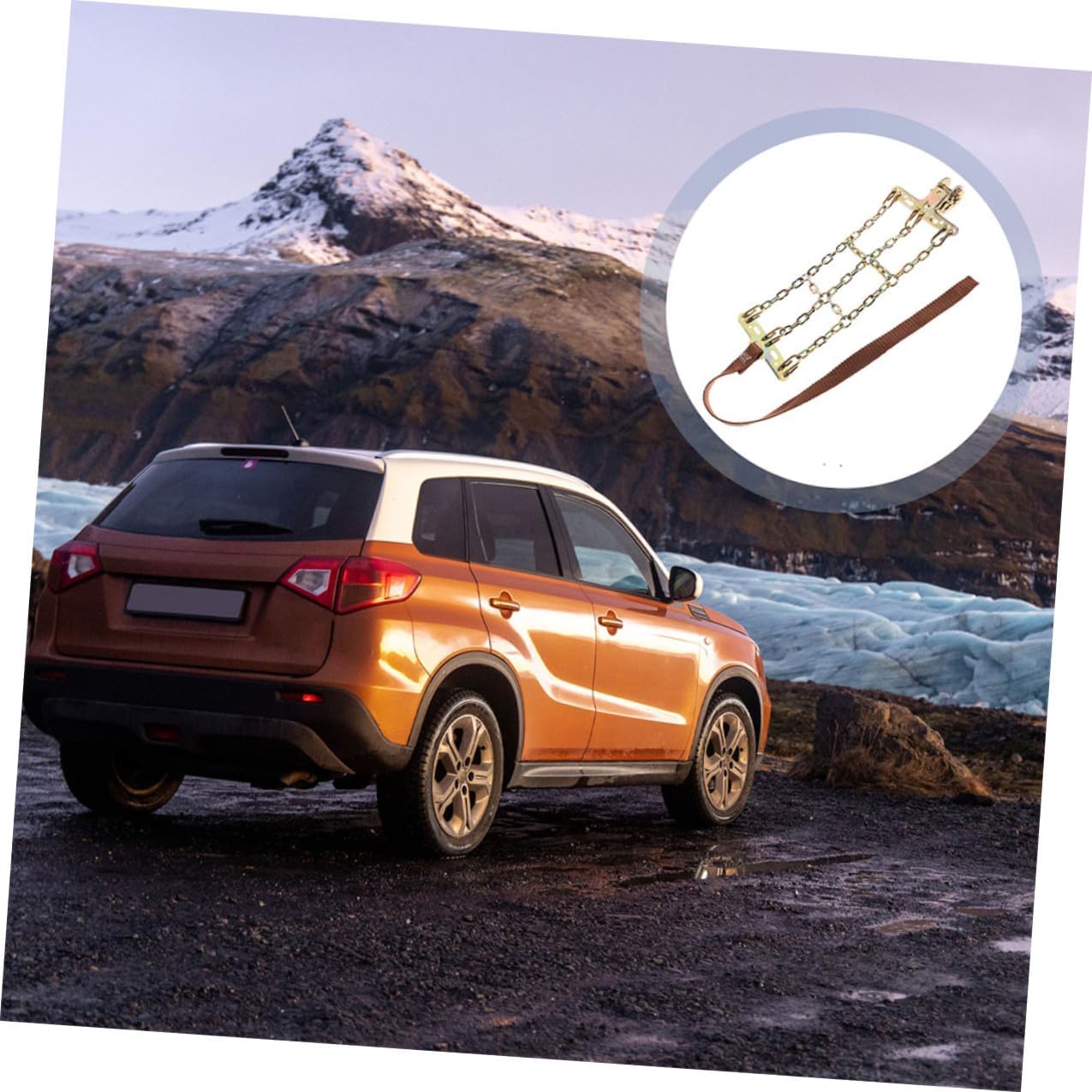 GLEAVI 2pcs Car Tire Snow Chains Anti-slip Rescue Ice Traction Chains for Suv and Passenger Vehicles Winter Driving Safety