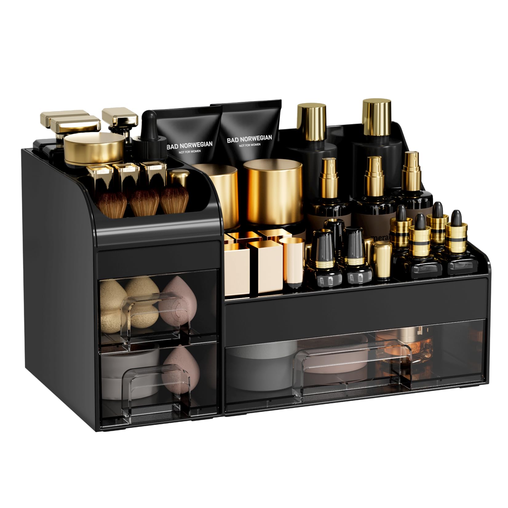 Organiseur de maquillage avec tiroirs et grande boîte de rangement cosmétiques en ABS pour commode