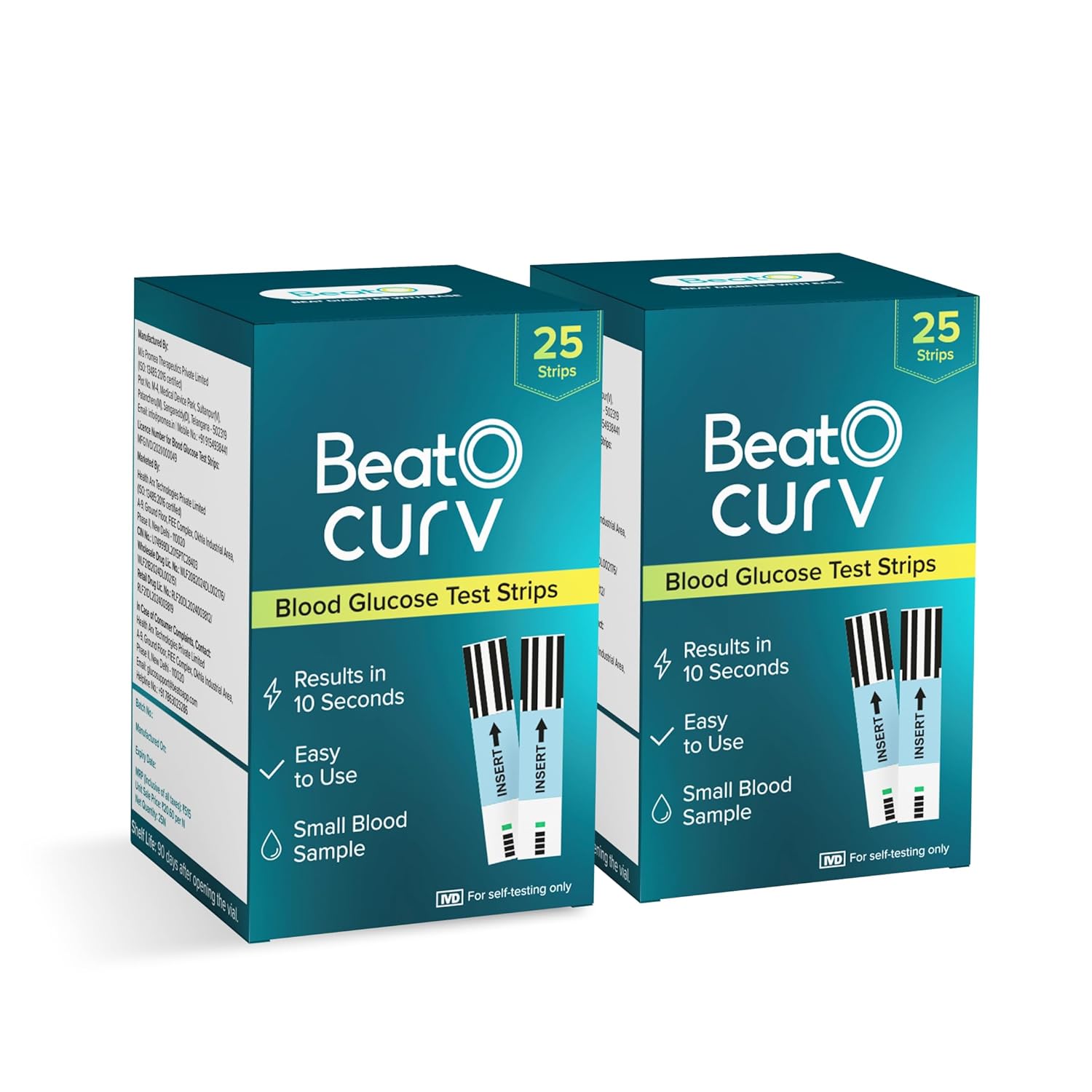 BeatO Curv Glucometer Test Strips for Glucometer Machine | Sugar Test Strips | Blood Glucose Test Strips (50 Foil Test Strips Only) BeatO Curv Glucometer Test Strips for Glucometer Machine | Sugar Test Strips | Blood Glucose Test Strips (50 Foil Test Strips Only)