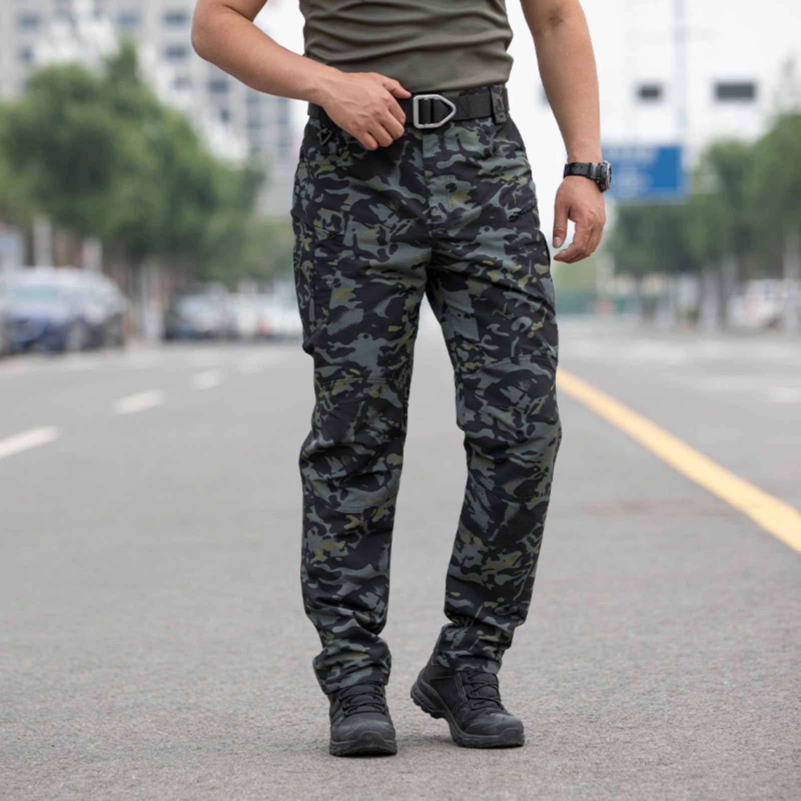 Generisch Herren Cargohose Baggy Outdoor Hosen Freizeit Outdoorhose Arbeitshose mit Tasche