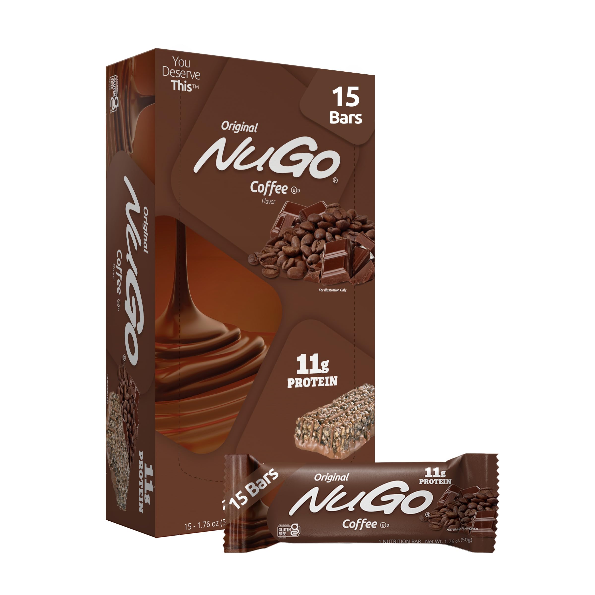 Amazon.com: NuGo Original, Coffee, 11g Protein Bar, Gluten Free