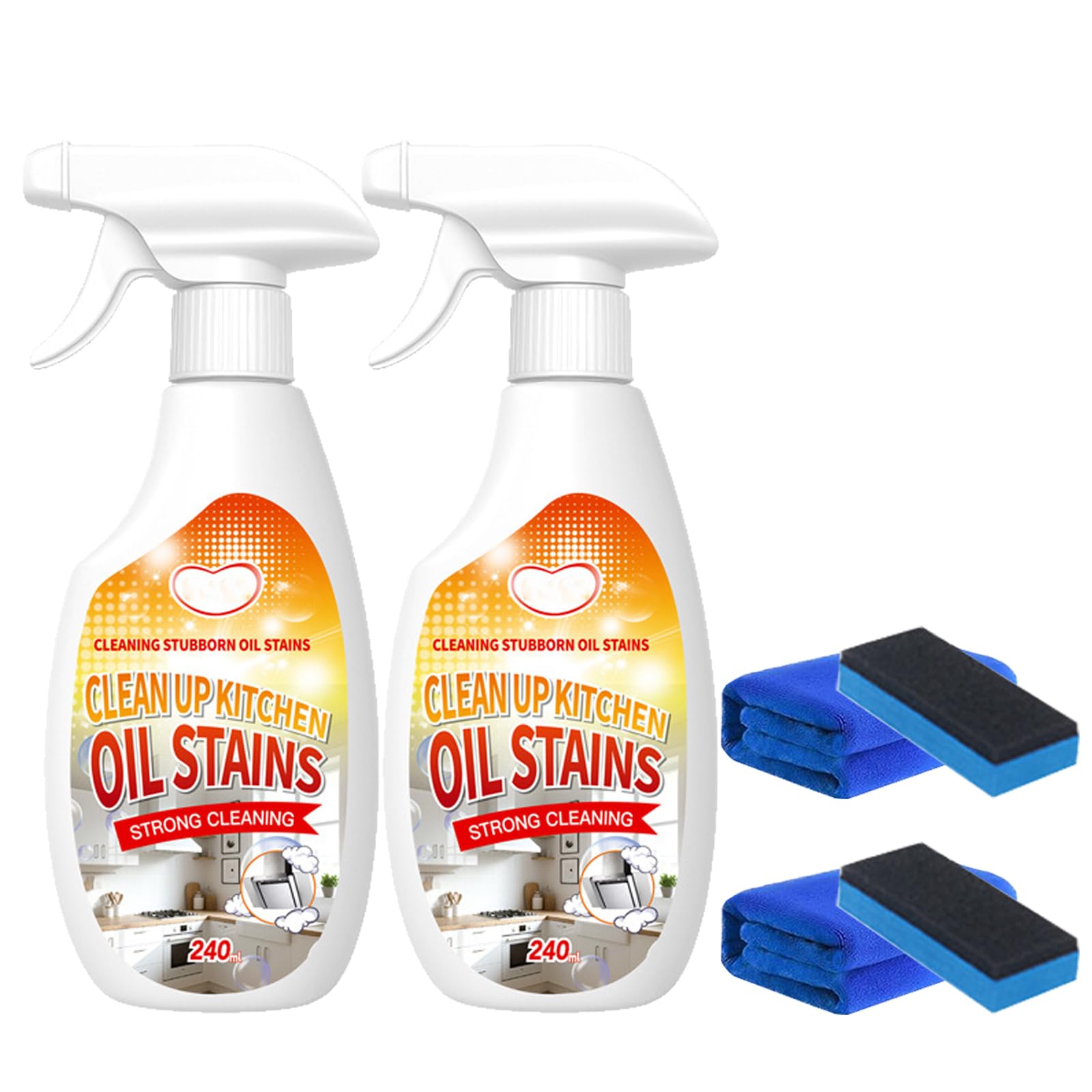 Dégraissant puissant, dégraissant pour cuisine, nettoyant dégraissant puissant en spray, pour cuisine, ménage, four, cuisinière et plus encore (2Pcs)