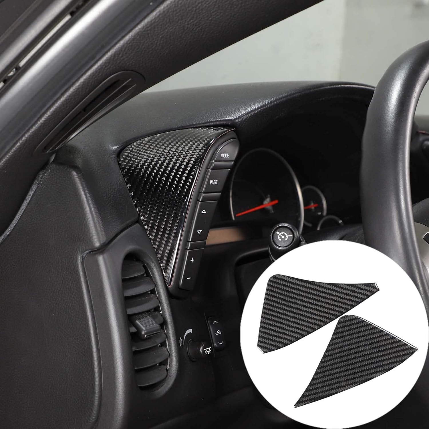 PIUGILH Dashboard Button Switch Cover Trim Compatible with Corvette C6 2005-2013 Interior Decoration Accessories, Dash Board Speedometer Bezel Cover, 2Pcs